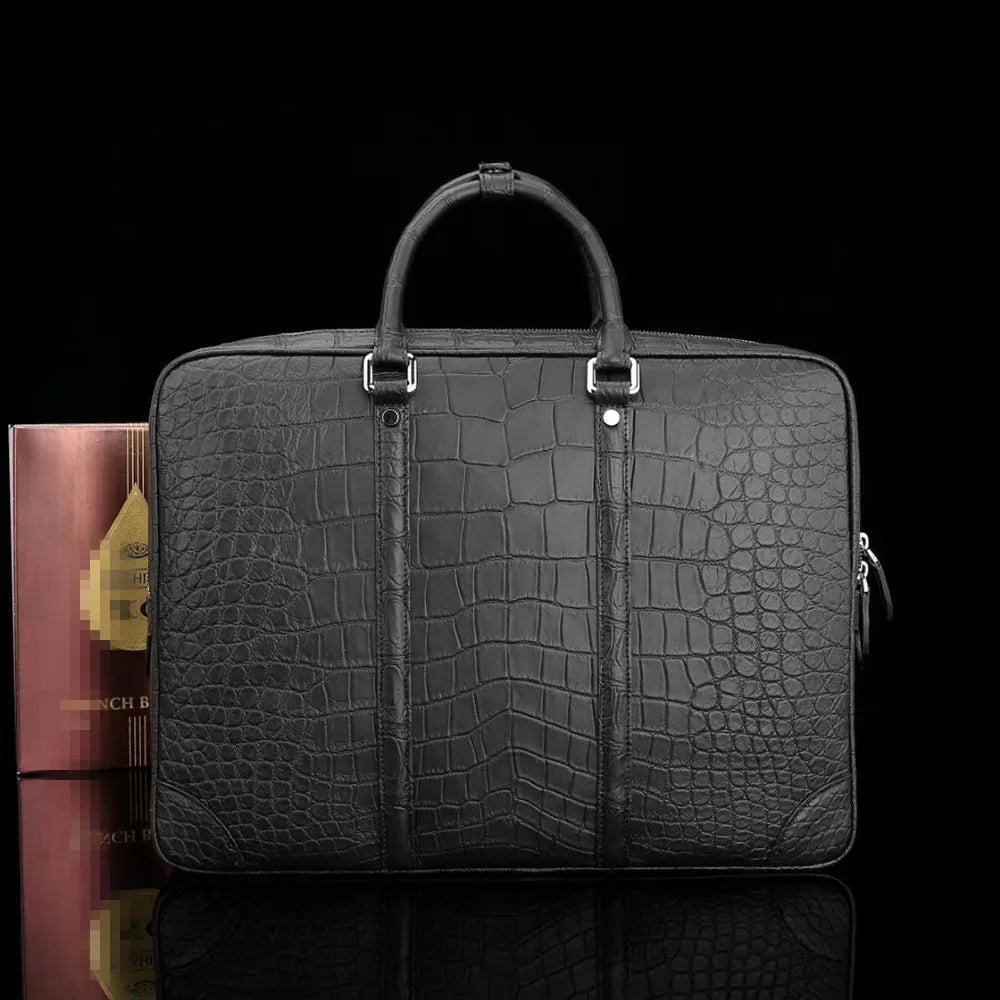 Real crocodile belly leather business men's business briefcase authentic crocodile leather men's large laptop handbag