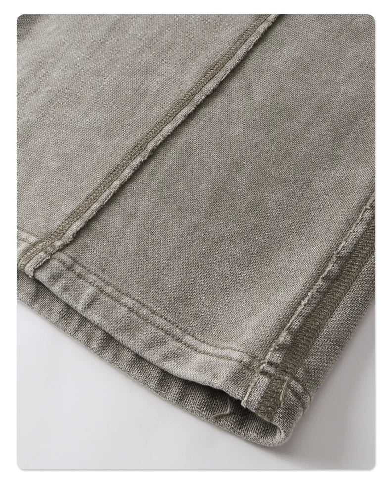 Custom LOGO Men's New 380G Heavy 100% Cotton 2025 Loose Retro Wide Leg Scattered Sports Casual Pants