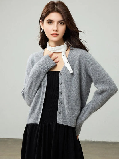 SuyaDream, Cardigans For Woman, Fleece Wool, V Neck, Soft Cozy Sweaters, 100%Wool, 2025 Fall Winter Jackets