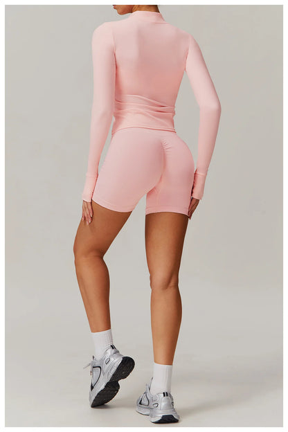 Yoga Shirts For Women Zipper Long Sleeve Fitness Jacket Running Gym Clothes Workout Dry Fit Breathable High Elastic Sports Top