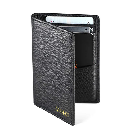 Customized Initials Genuine Leather Card Holder Bank Card Multi Card Slot Business Card Bag Commuter Wallet Men's Cover Wallet