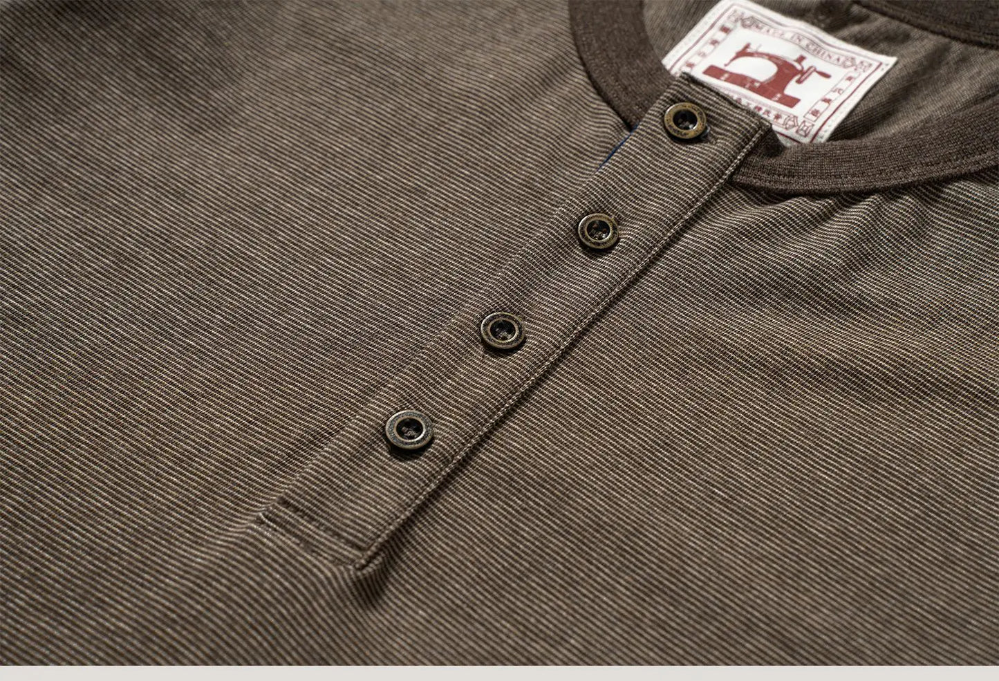 Men's American Retro T-shirt Heavyweight Loose Fit Short Sleeve Henry Collar Neutral Design Casual Loose Shirt
