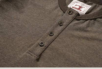 Men's American Retro T-shirt Heavyweight Loose Fit Short Sleeve Henry Collar Neutral Design Casual Loose Shirt