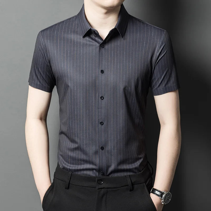 YOLANFAIRY Mulberry Silk 7.8% Summer Shirts for Men Short Sleeve Shirt Men Mens Clothing Camisas De Hombre Verano 2024 Tops