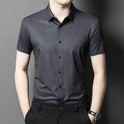 YOLANFAIRY Mulberry Silk 7.8% Summer Shirts for Men Short Sleeve Shirt Men Mens Clothing Camisas De Hombre Verano 2024 Tops