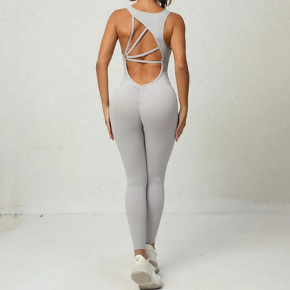 Seamless Yoga Jumpsuits Sports Fitness One-Piece Tight Sleeveless Beauty Back Workout Gym Running Training Bodysuits for Women