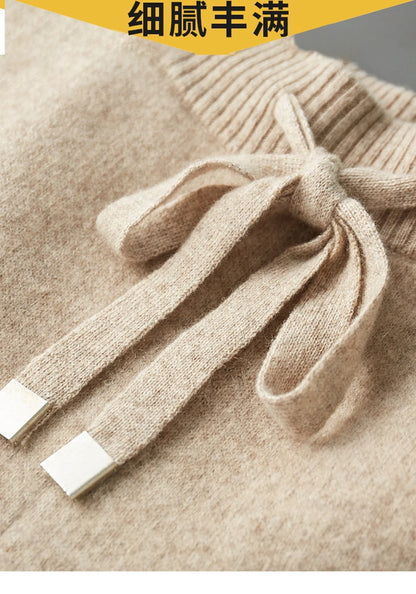 Autumn/Winter Men Sweater Suit Hooded Zipper Pullover Pants Thick Warm Casual Clothing 100% Cashmere Knitwear Trousers Tops