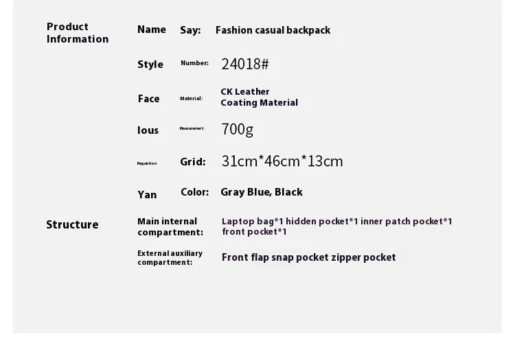 Multi-functional Fashion Men‘s Backpack For 15.6 inch Laptop Light Weight Bag Water-Repellent Material Large Capacity School Bag