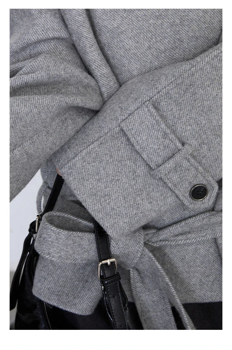 CHIC VEN Women Korean Coat Loose Casual Woolen Single-sided Detachable Collar Female Overcoat Ladies Jacket Autumn Winter 2025
