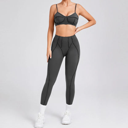 Hearuisavy 2025 New Style 2Pcs Sports Suit Women Workout Bra Suit Running Gym High Waist Legging Quick Dry Tight Yoga Clothing