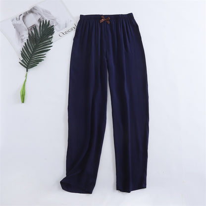 Spring and summer new women's trousers 100% viscose leg + straight casual breathable comfortable plus size home sleep pants cute