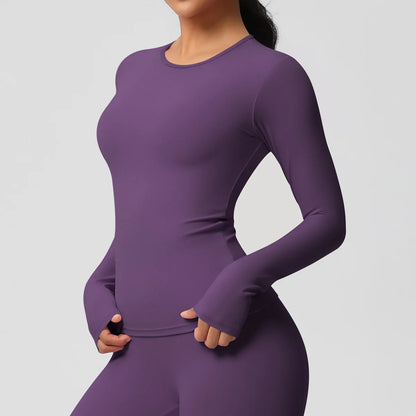 SWELTERING Women Yoga T-shirts Sports Top Long Sleeve Gym Workout Running Shirts Exposed Navel Quick Dry Fitness Gym Sport Wear