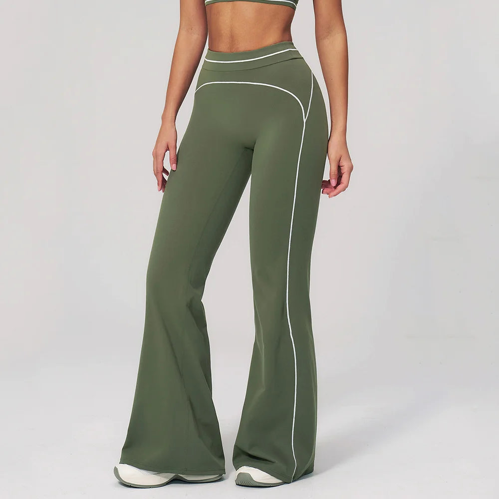 High Waist Yoga Wide Leg Pants Women Gym Fitness Bell-bottoms Pants Push Up Sports Trousers Female Casual Workout Flared Pants