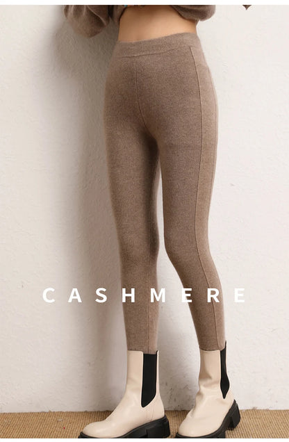 High Quality Women 100% Cashmere Legging Basic Soft elastic Pants Autumn Winter Cashmere Knitted Legging Trousers Warm Comfy