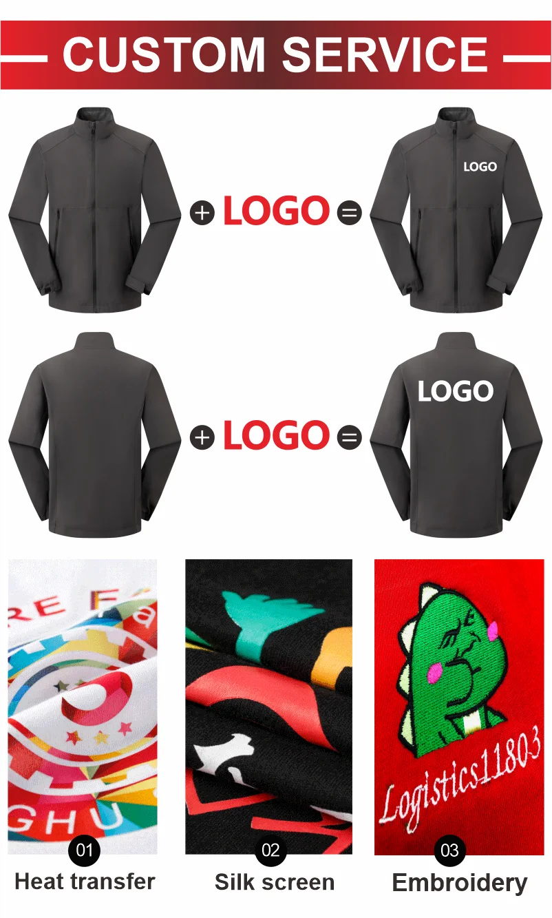 Outdoor Waterproof Men Women Stand Collar Jacket Custom Logo Anti-static Coat Print Company Design Casual Sweatshirt Embroidery