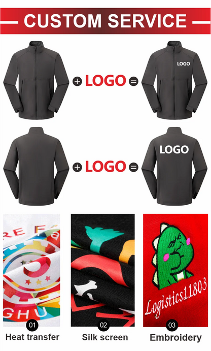 Outdoor Waterproof Men Women Stand Collar Jacket Custom Logo Anti-static Coat Print Company Design Casual Sweatshirt Embroidery