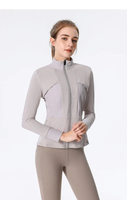 New Autumn SeasonsYoga Wear Women's Running Sportswear Tops Zip Up Sweatshirt Workout Fitness Clothes Cardigan Slim Tight Jacket