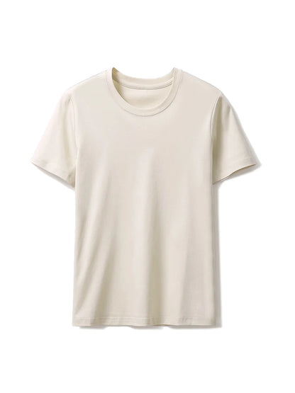 SuyaDream,Women Solid T shirts, 10%Silk 58%Cotton, V Neck, Short Sleeved Tee, 2025 Summer Candy Colors Basic Cozy Top