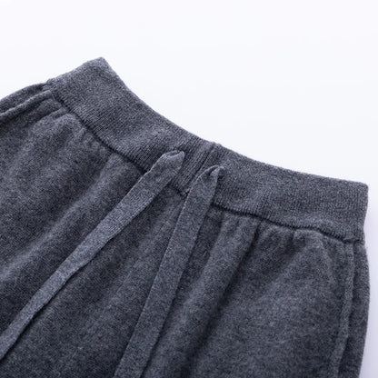 2024 Autumn And Winter New 100% Pure Wool Flat Small Foot Pants Women Loose High Waist Lean Knitted Cashmere Bunched Foot Pants