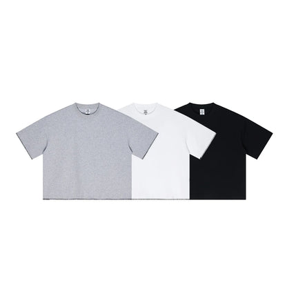 Custom LOGO Men's 240G Cotton Polyester American Cool Short Width Boxyfit Loose Short Sleeve T-Shirt Casual Top