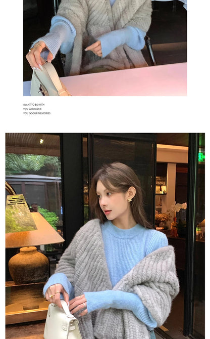 New mink woven women's scarf autumn and winter twill shawl warm herringbone scarfs fur Knitting high quality fishtail Scarves