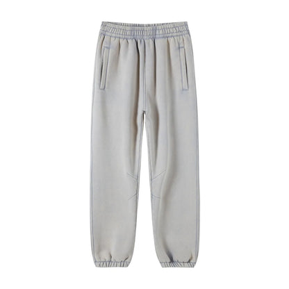 Custom LOGO2024 autumn winter new washed batik old sweater sweatpants 360G cotton polyester velvet thickened men's  women's suit