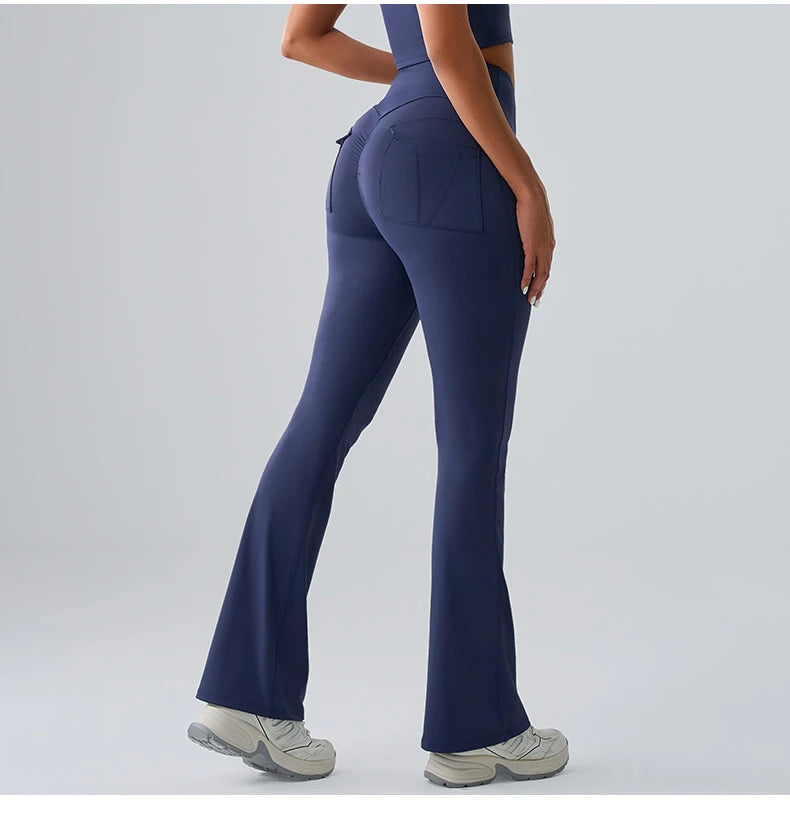 Flares Leggings Women Bell-bottoms Sports Yoga Leggings High Waist Tights Scrunch Butt Yoga Flares Pants Push Up Gym Leggings