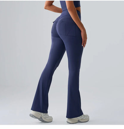 Flares Leggings Women Bell-bottoms Sports Yoga Leggings High Waist Tights Scrunch Butt Yoga Flares Pants Push Up Gym Leggings