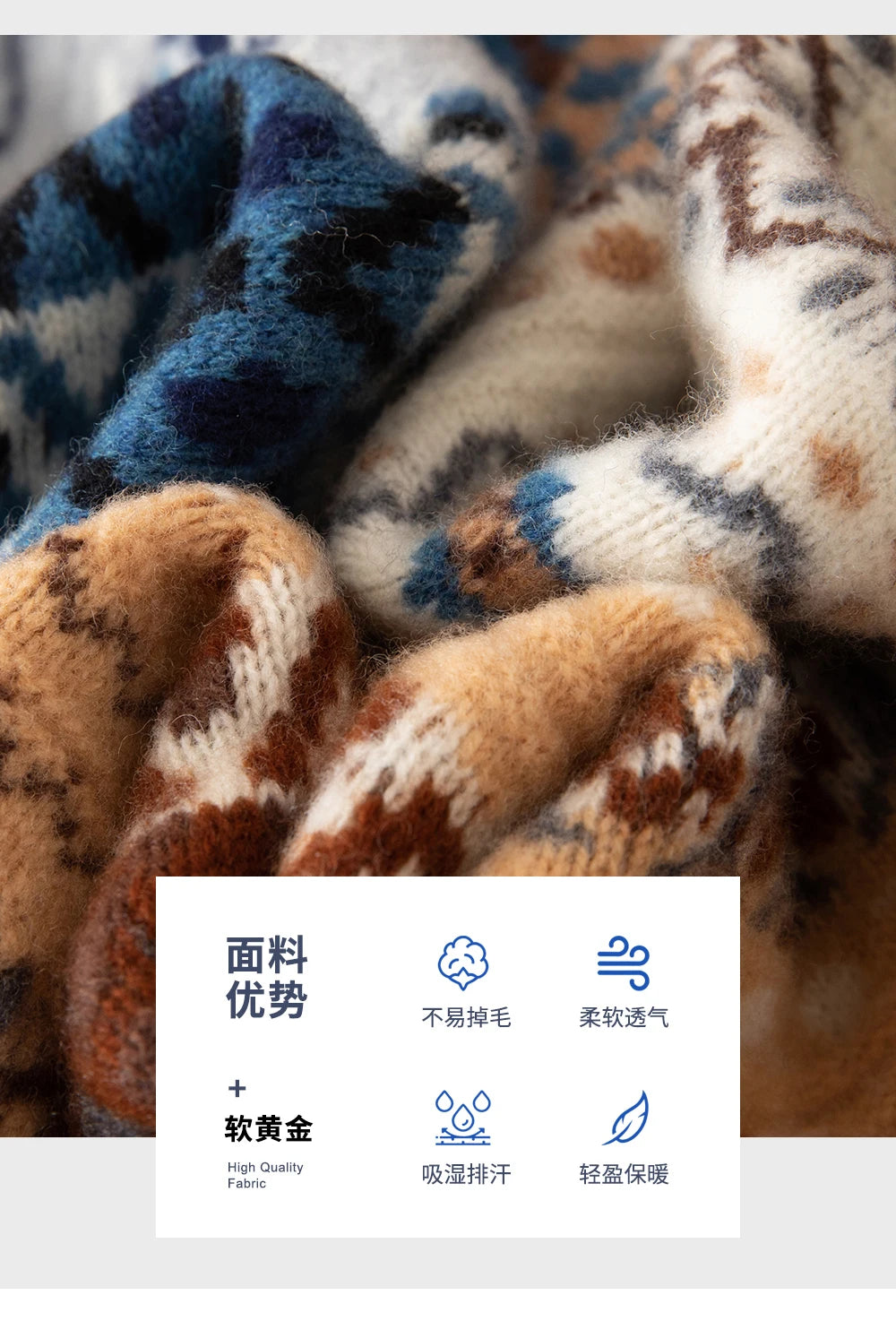 Autumn/Winter New Men's Sweater Jumper 100% Pure Wool Knitt Half High Neck Pullover Business Casual Jacquard Thickened Menswear