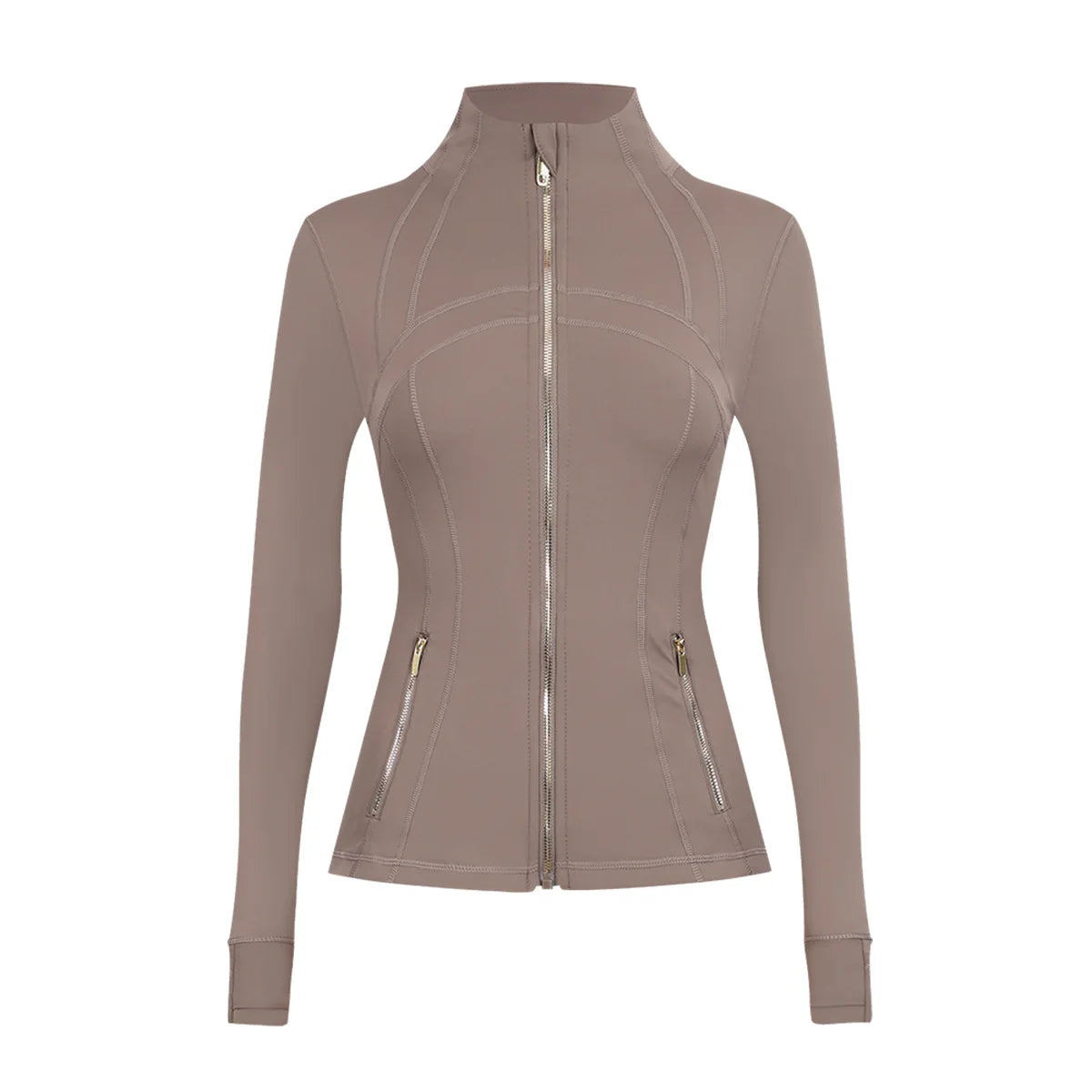 Personalized LOGO custom women's gold zip jacket tight stand-up collar quick-drying fitness running yoga suit 41-color S-3XL top
