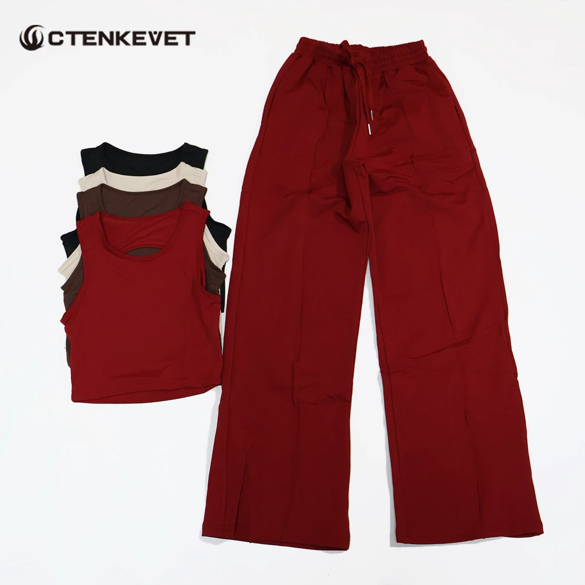 Ctenkevet Summer Women's Winter Warm Baggy Sweatpants Gym Shockproof Sports Tank Top Yoga Set Matching Sweatsuit for Female