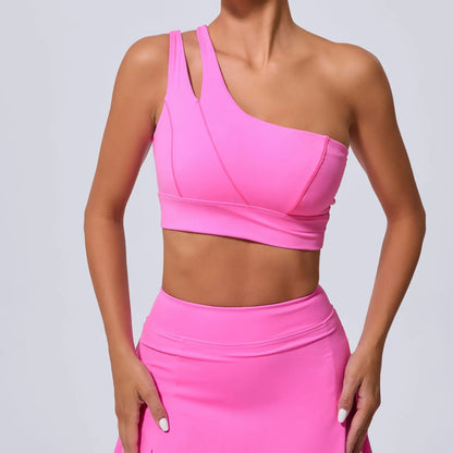 Sexy Women's Sports One Shoulder Bra Gym Push Up Workout Underwear High Strength Support Running Fitness Bra Vest