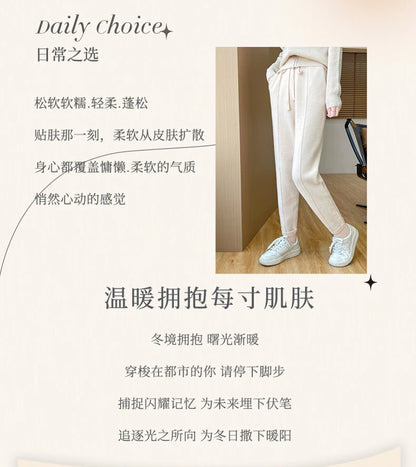 DjzDsm Women's Skinny Pants 100% Merino Wool for Spring And Autumn Comfortable Fit Casual Trousers Center Pants