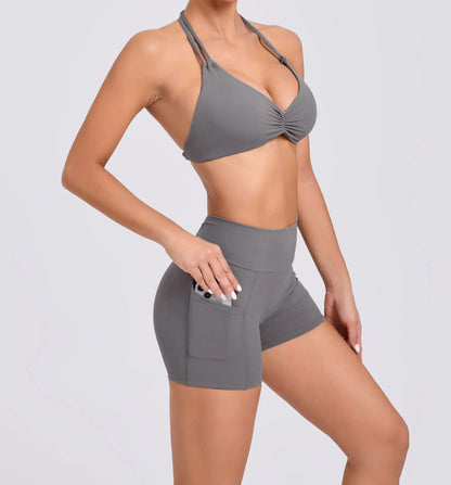 Sexy wo-piece Shockproof Sports Suits Women Gym Set Women Tracksuit Running Quick-Dry Sports Vest Female Fitness Yoga Set