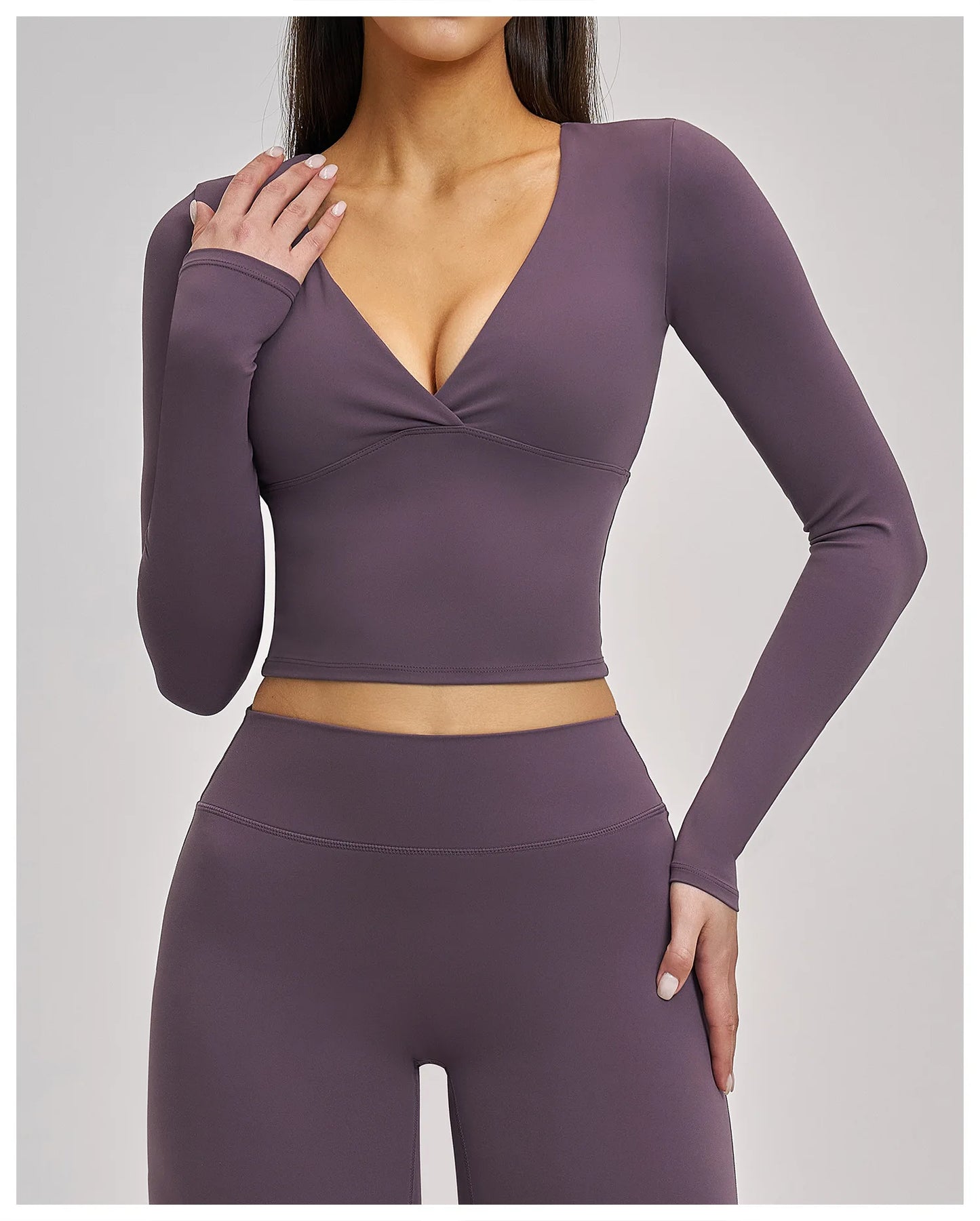 Deep-V Yoga Long Sleeve Solid Sports T-shirts Women's Gym Workout Shirts Sexy Quick Dry Fitness Long Sleeve Female Yoga Shirts