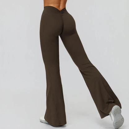 Customized LOGO women's yoga trousers high waist pleated leggings outdoor running sports fitness trousers