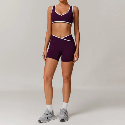 2 Pieces Gym Set Women's Sportswear Sports Bra Top High-waisted Long Pants Tracksuits Suitable For Outdoor Sports Workout Suit