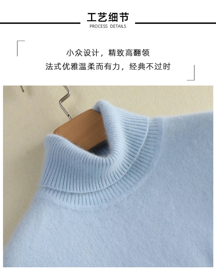 LHZSYY Winter Women Sweater Solid 100%Mink Cashmere Turtleneck Knitted Pullovers Slim Soft Warm Female Long Sleeve 23  Color