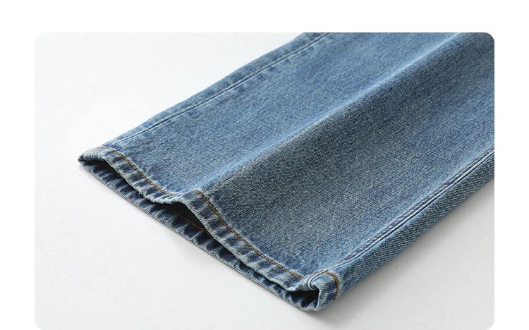 CHIC VEN Women Jeans Blue Loose Casual Solid New Retro Cotton Wide Leg Denim Pants Female Trousers Spring Autumn 2025