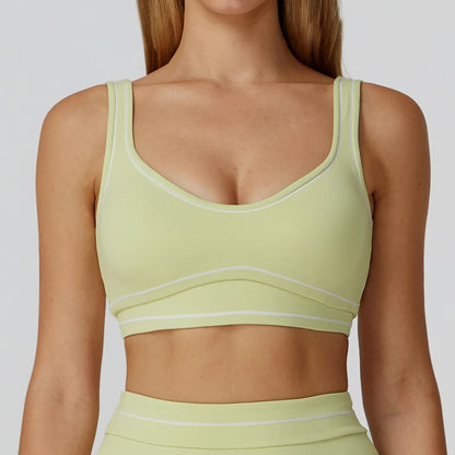 Color Contrast Yoga Bra Women Breathable Gym Fitness Bra Shockproof Sports Underwear Female Workout Bra Push Up Cycling Crop Top