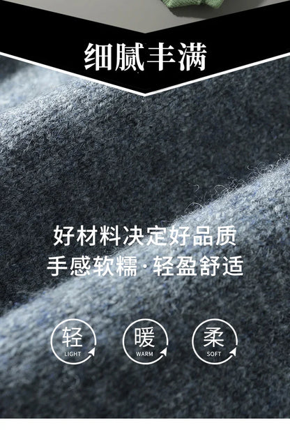 100% Merino Wool Men's Lapel Collar Knit Cardigan Coat 2025 Spring/ Autumn New POLO Neck Business Casual Cashmere Jacket Sweater