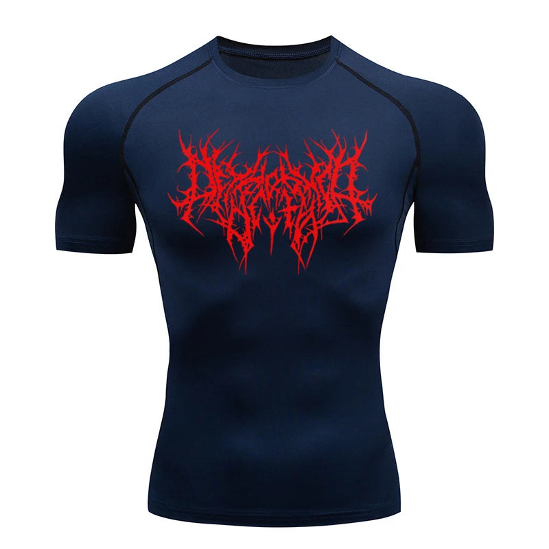 Short Sleeve Revena™ "Abstract Thorn" Pattern Elastic Compression Shirt (UNFINISHED)