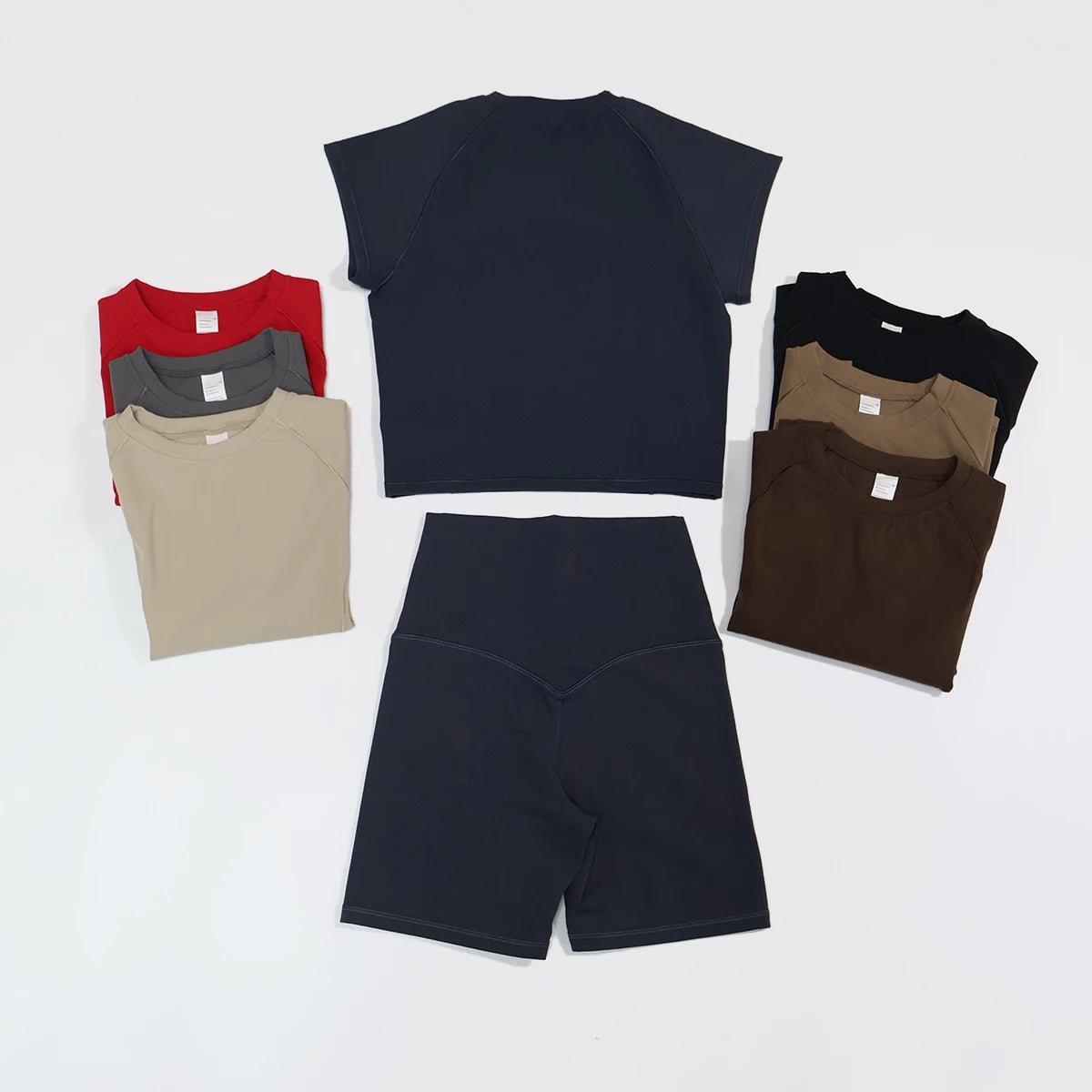 Summer Women's Two-Piece Fitness Set Woman's Short-Sleeve Quick-Dry Yoga Wear for Outdoor Running Sports Female 2Pcs Suit