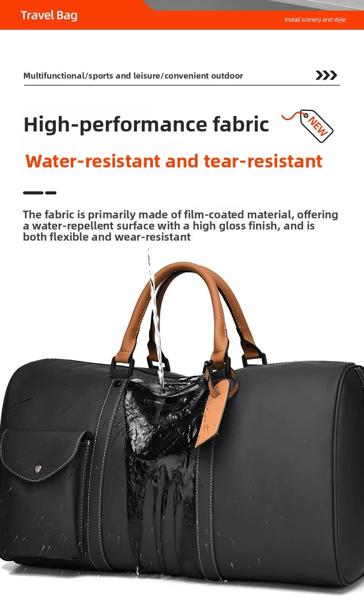 Custom Large Capacity Travel bag Totes Waterproof Crossbody Bag Man  Leather Travel Bag Handheld Bag print logo Business Handbag