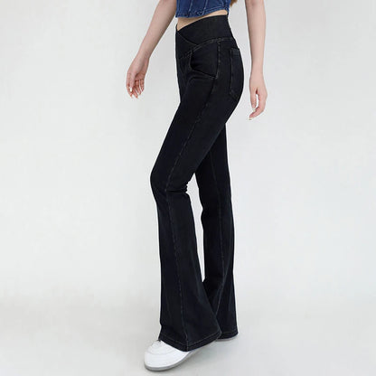 SOISOU Sexy Jeans For Women Leggings Yoga Pants Denim Bell-bottoms Soft Elastic Breathable High waist 4 Pockets Women's Pants