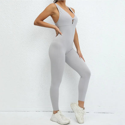 Seamless Yoga Jumpsuits Sports Fitness One-Piece Tight Sleeveless Beauty Back Workout Gym Running Training Bodysuits for Women