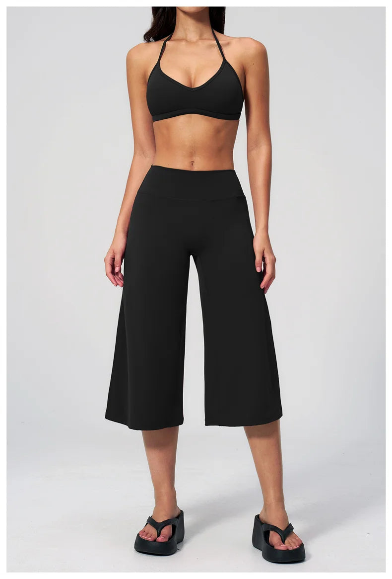 TRY TO BN Wide Leg Yoga Medium Pants Women Naked Feel High Waist Tummy Control Buttery Soft Gym Fitness Running Workout Bottoms