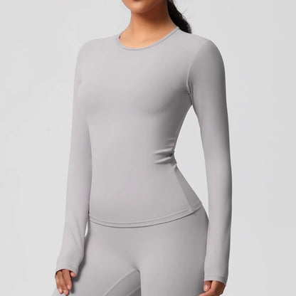 SWELTERING Women Yoga T-shirts Sports Top Long Sleeve Gym Workout Running Shirts Exposed Navel Quick Dry Fitness Gym Sport Wear