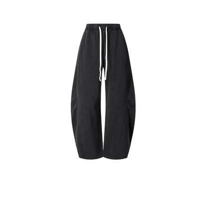 Custom LOGO Men's 320G retro fried snowflake 100% cotton high street scimitar straight tube old loose straight trousers