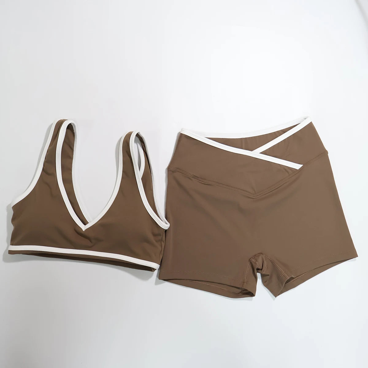 New Summer Women's Fashion Yoga Sports Bra Set (2-Piece) with Fitness Yoga Outfit Color-Blocked Fitness Two-Piece Set Female